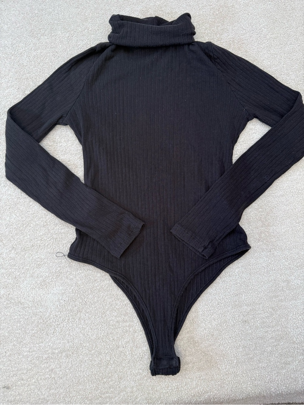 SHEIN Black Ribbed Long-Sleeve Turtleneck Bodysuit